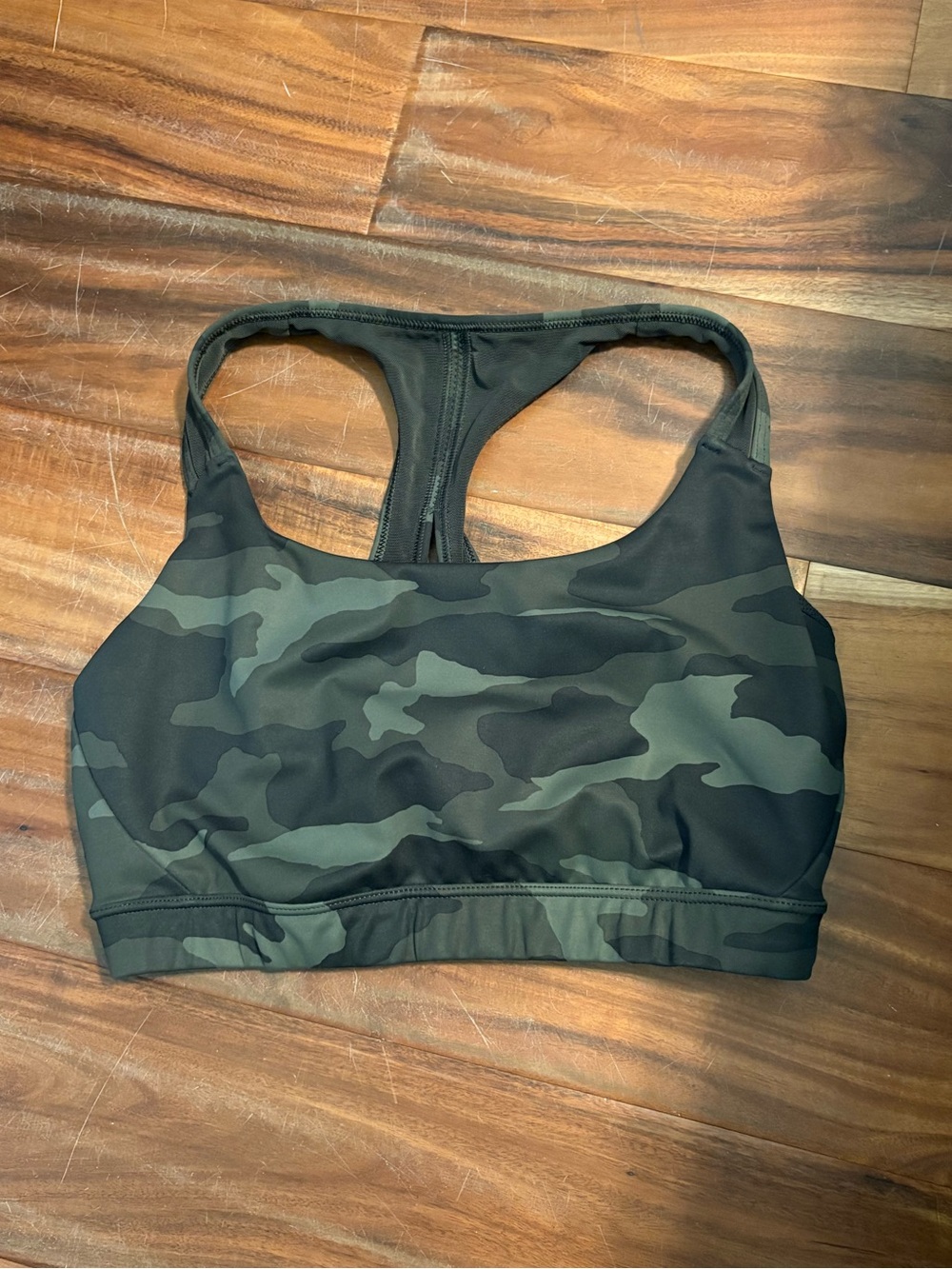 Athleta Camo Racerback Sports Bra Women’s Small Black Green Athletic (1292)
